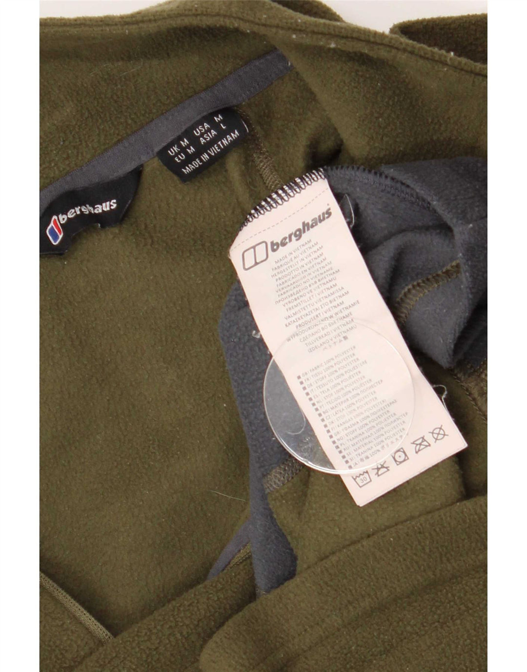 Berghaus Herren-Fleecepullover mit Reißverschluss am Hals, mittleres Khaki, Farbblock-Polyester