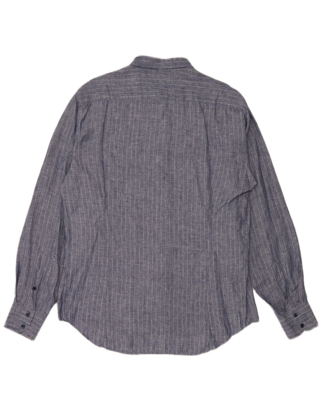 VINTAGE Herrenhemd XL Blaues Nadelstreifen-Leinen