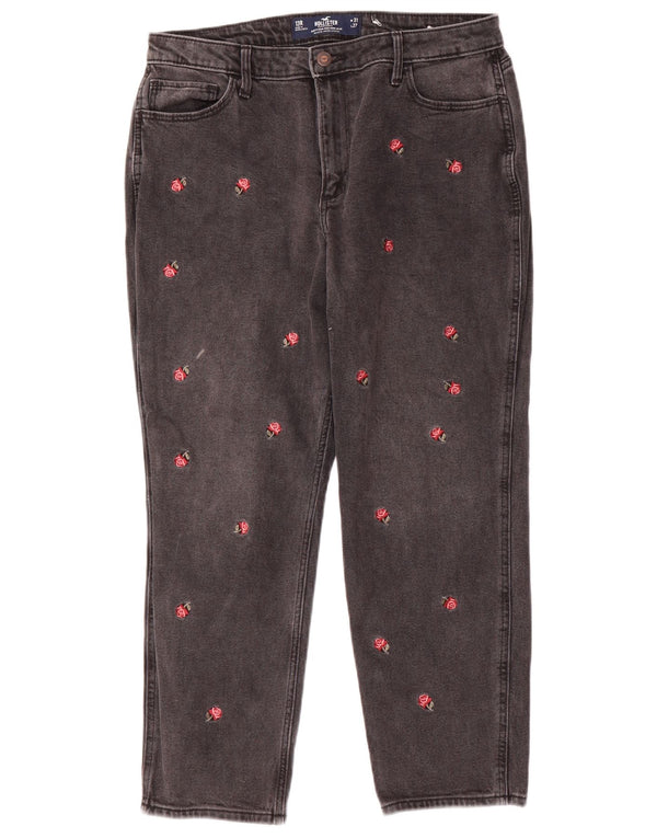 Hollister Damen High Rise Tapered Jeans US 13 Large W31 L27 Grau geblümt