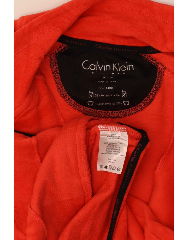 Calvin Klein Damen Grafik-Fleecejacke UK 14 Mittelrotes Polyester