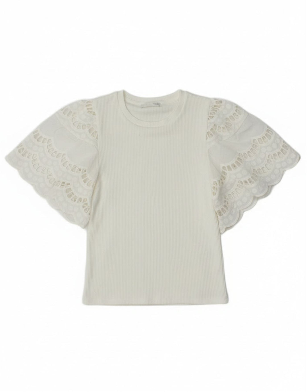 Zara Damen Crop Batwing Bluse Top UK 8 Small Weiße Viskose