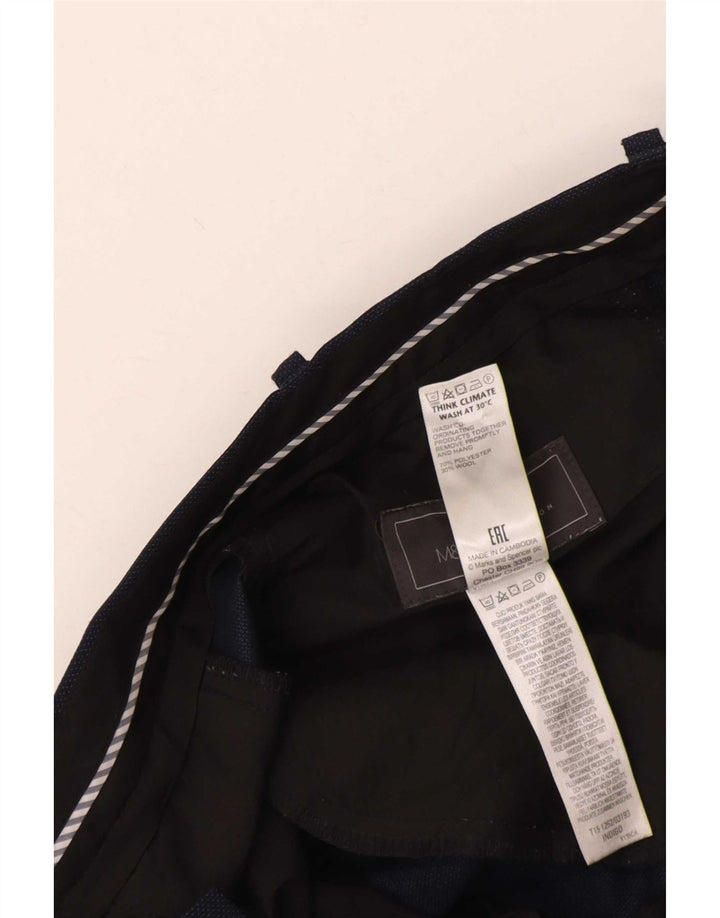 Marks & Spencer Herren-Anzughose in normaler Passform, W38 L31, marineblaues Polyester