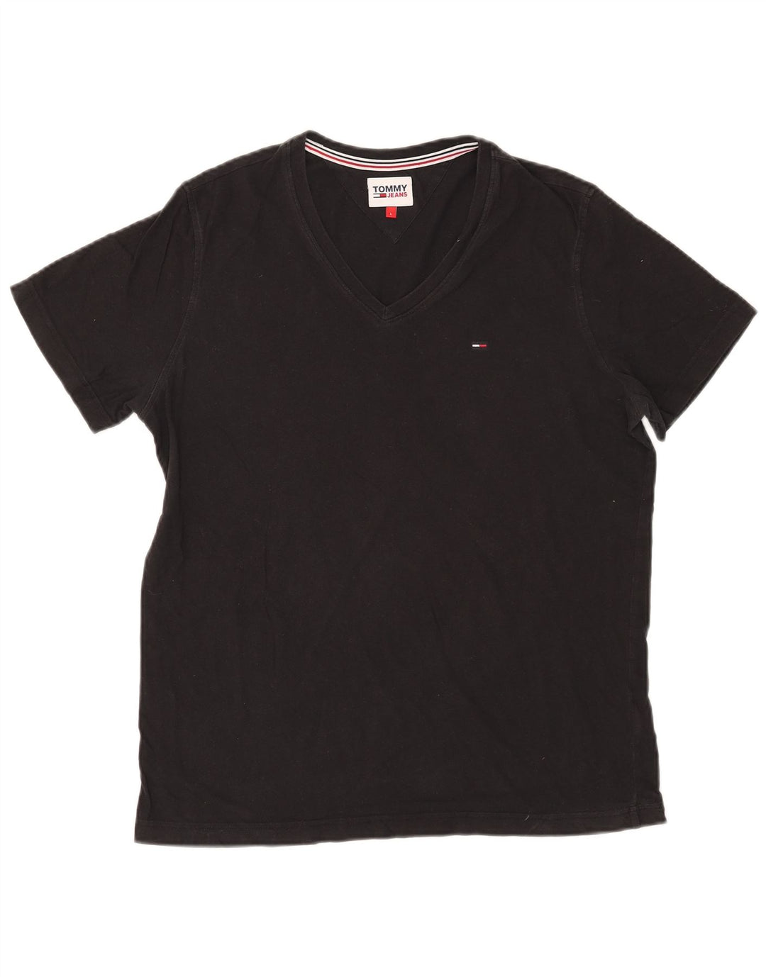 Tommy Hilfiger Herren T-Shirt Top Large Schwarz Baumwolle