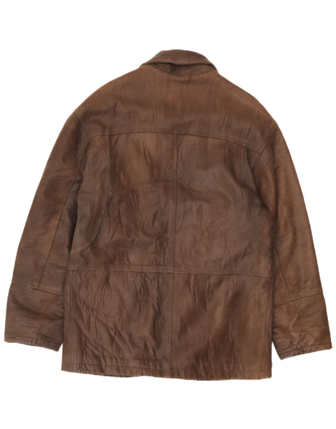 Vintage Herren Leder-Windbreaker-Mantel IT 48 Mittelbraunes Leder