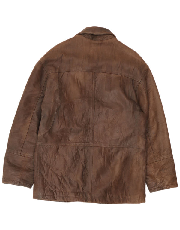 Vintage Herren Leder-Windbreaker-Mantel IT 48 Mittelbraunes Leder