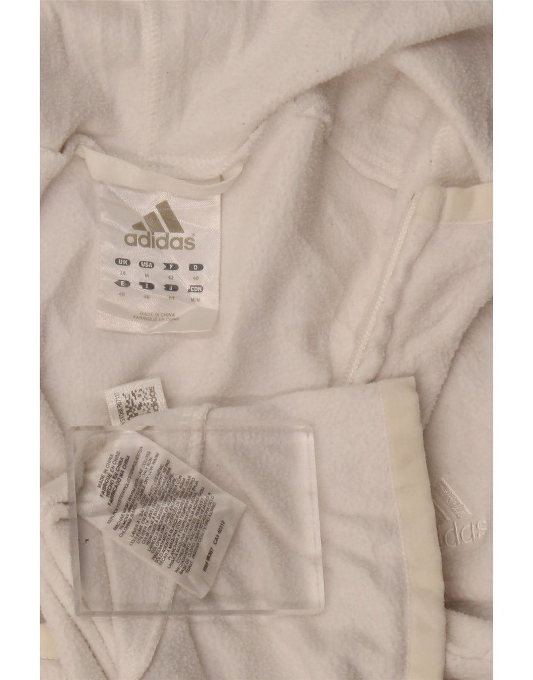 Adidas Damen Kapuzen-Fleecejacke UK 12 Mittelweißes Polyester