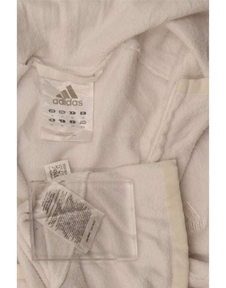 Adidas Damen Kapuzen-Fleecejacke UK 12 Mittelweißes Polyester