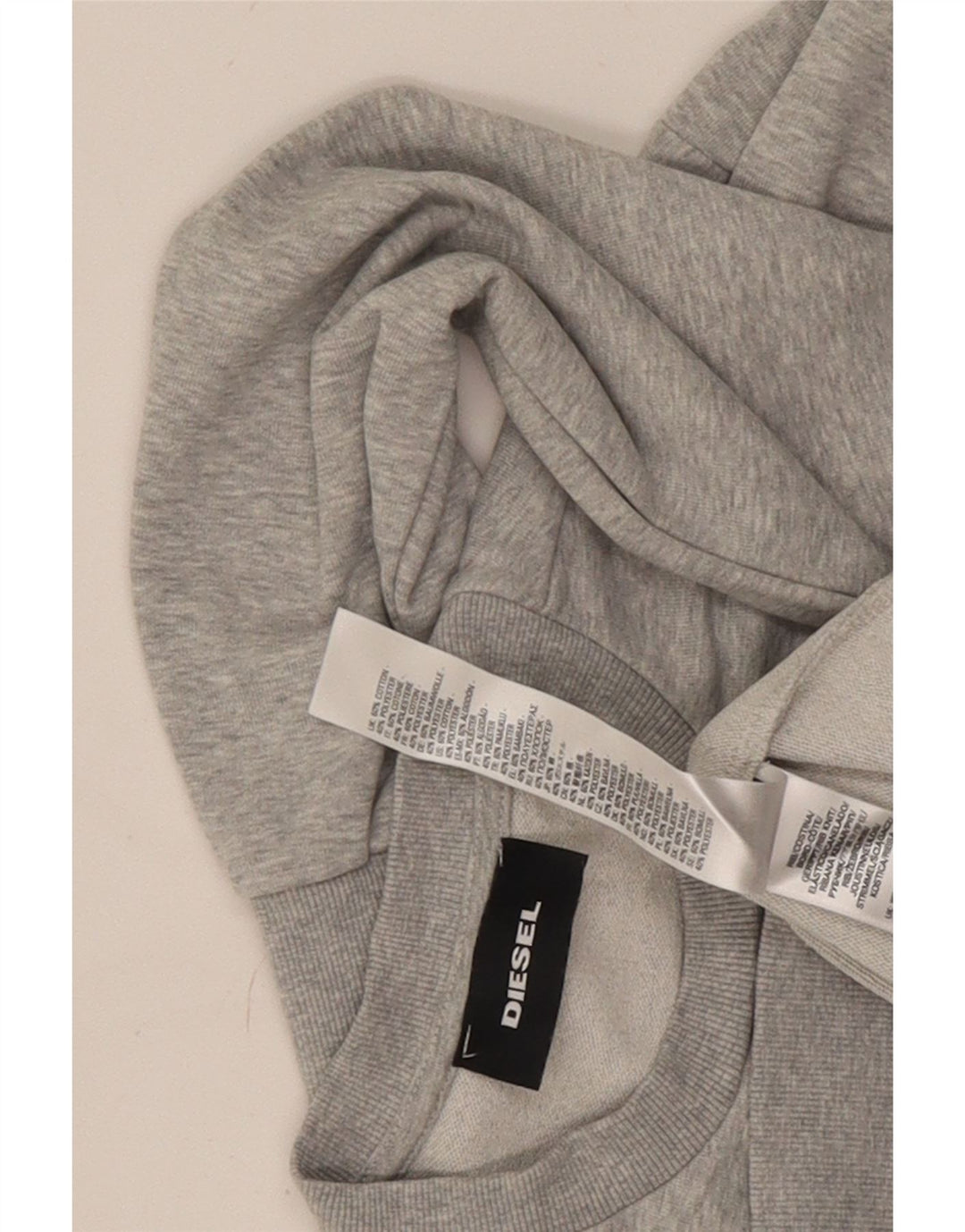 Diesel Herren-Sweatshirt mit Grafik, groß, grau gesprenkelte Baumwolle