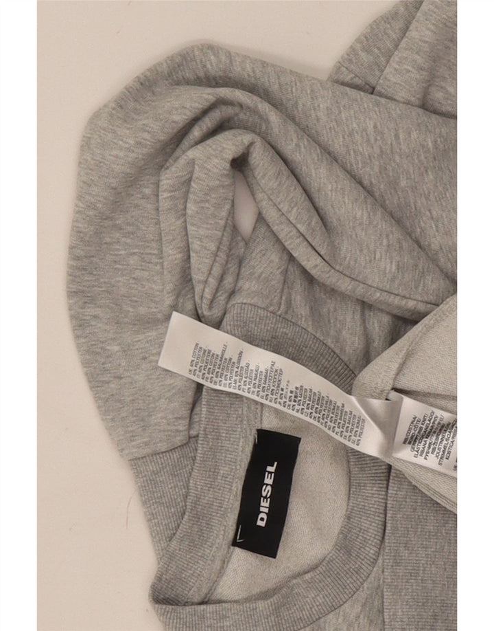 Diesel Herren-Sweatshirt mit Grafik, groß, grau gesprenkelte Baumwolle