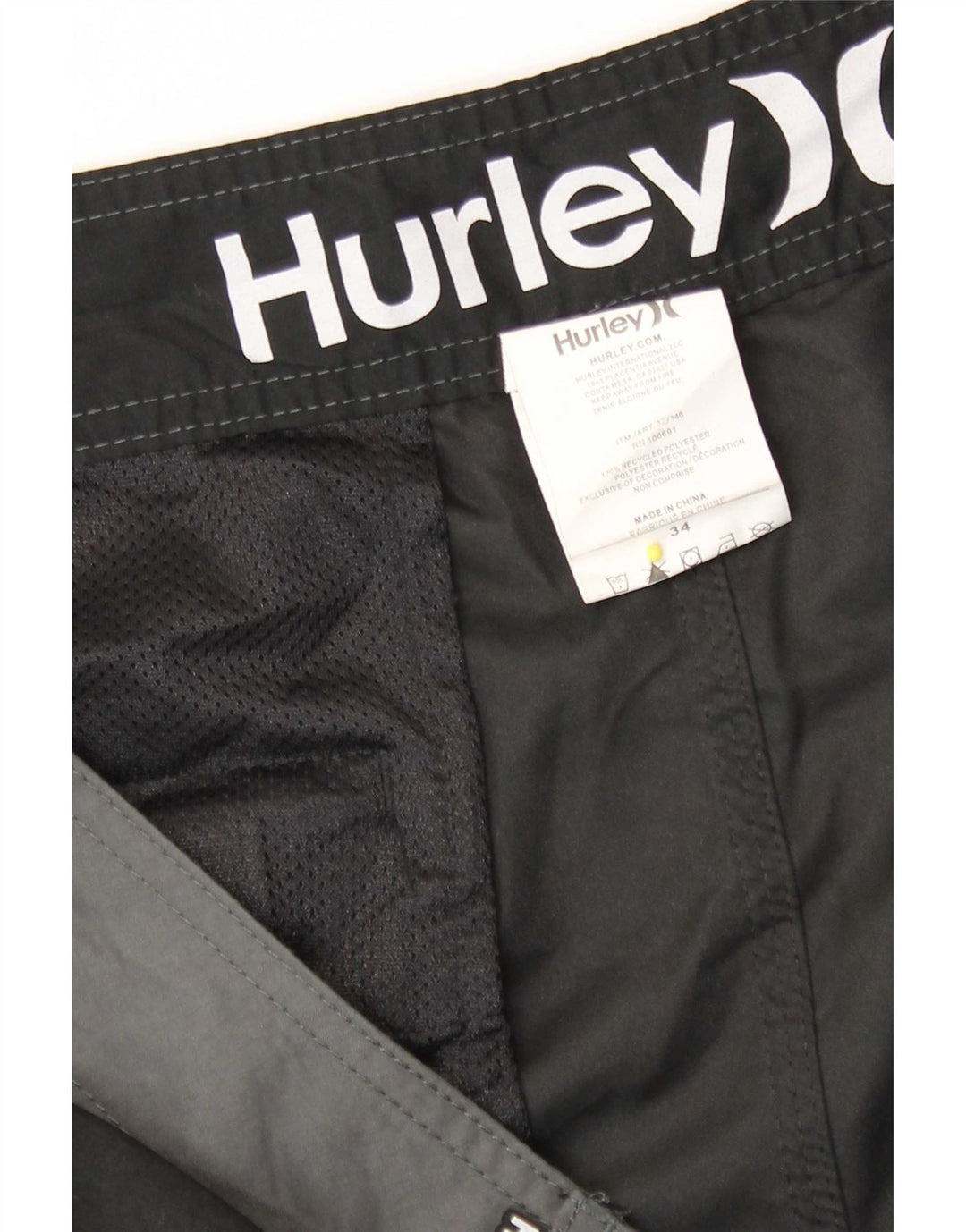 Hurley Herren-Badeshorts, groß, schwarzes Farbblock-Polyester