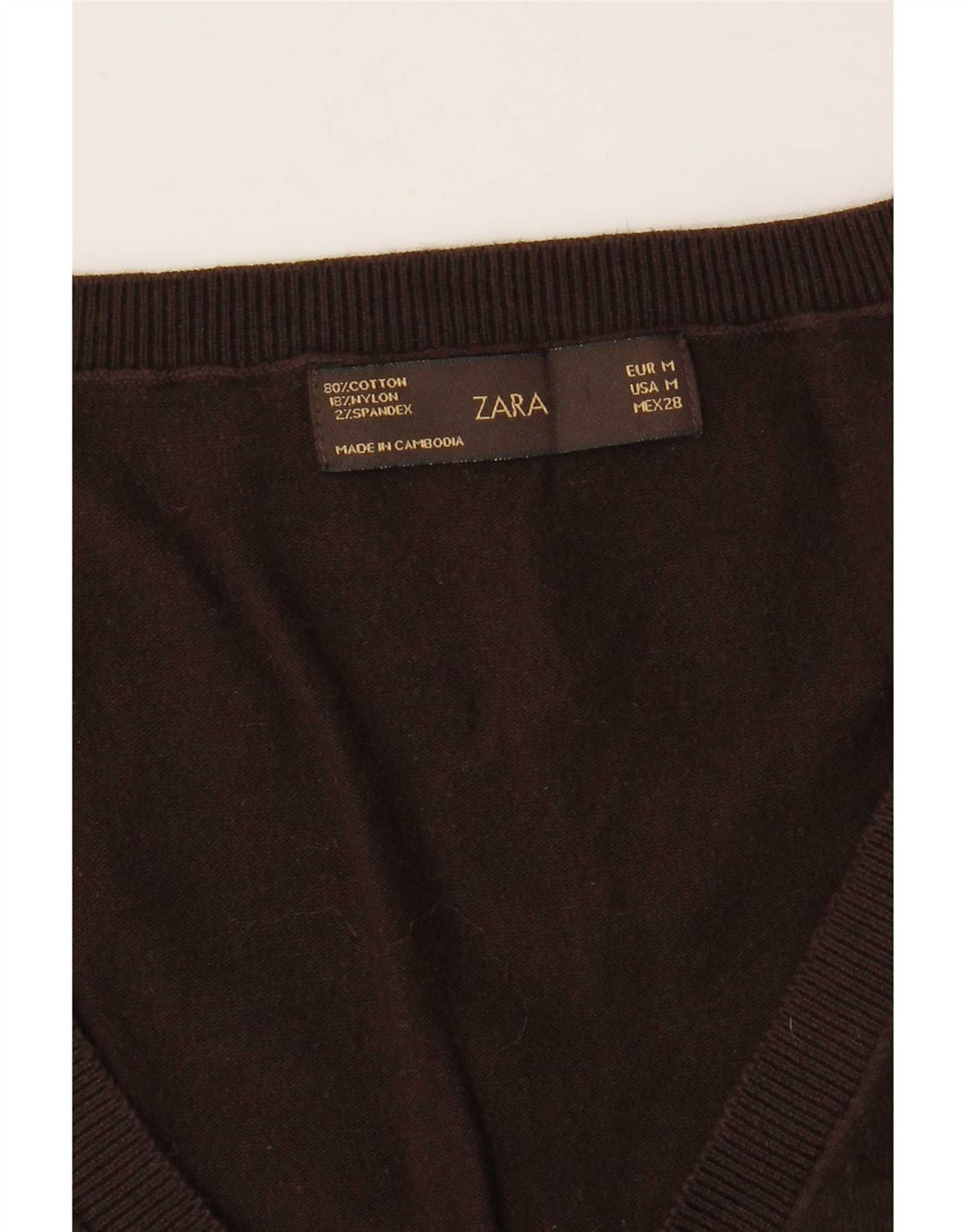 Zara Damen Weste Tank Top UK 12 Mittelbraune Baumwolle