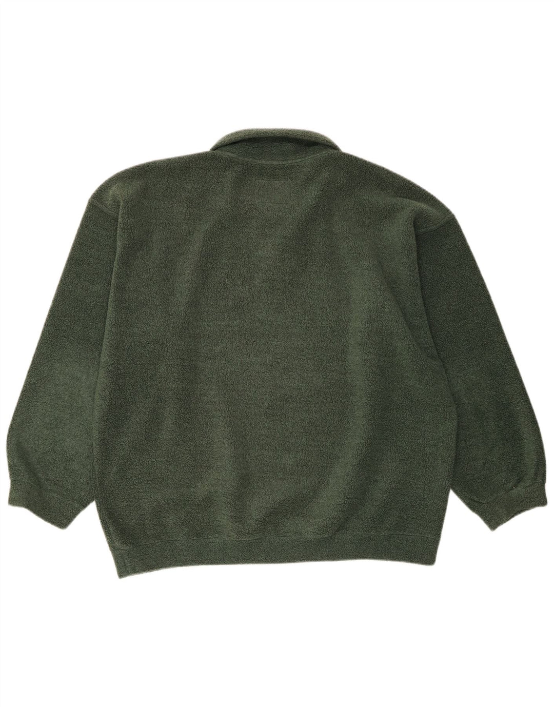 Vintage Herren Fleece-Pullover mit grafischer lockerer Passform, Größe 50/52, mittelgrün