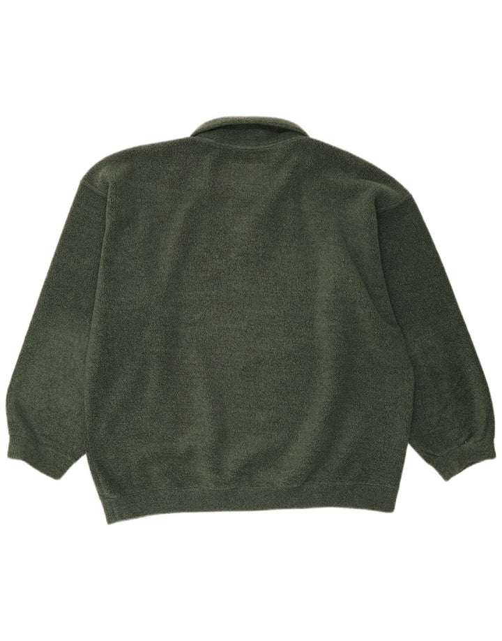 Vintage Herren Fleece-Pullover mit grafischer lockerer Passform, Größe 50/52, mittelgrün