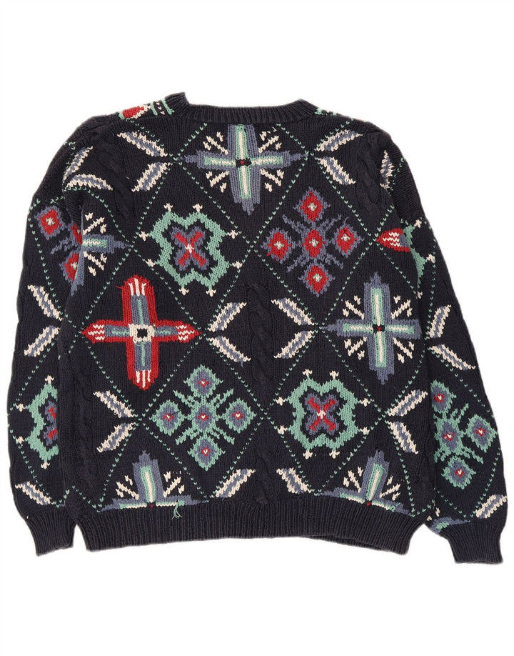 S.Moritz Damen-Pullover mit V-Ausschnitt, UK 16, Größe L, Marineblau, Baumwolle