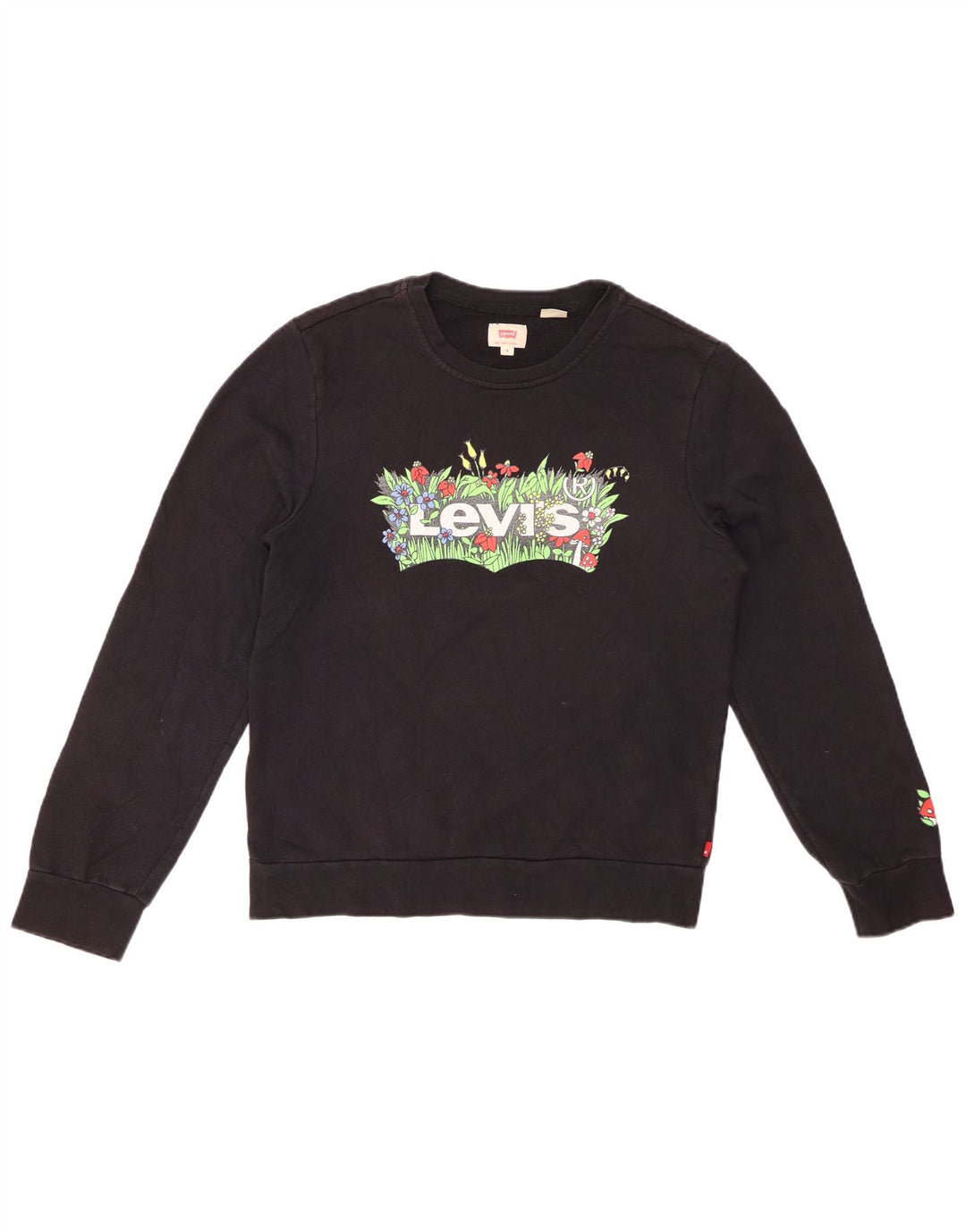 LEVI'S Damen-Sweatshirt mit grafischem Print, Gr. 10, Größe S, schwarz, geblümt, Baumwolle