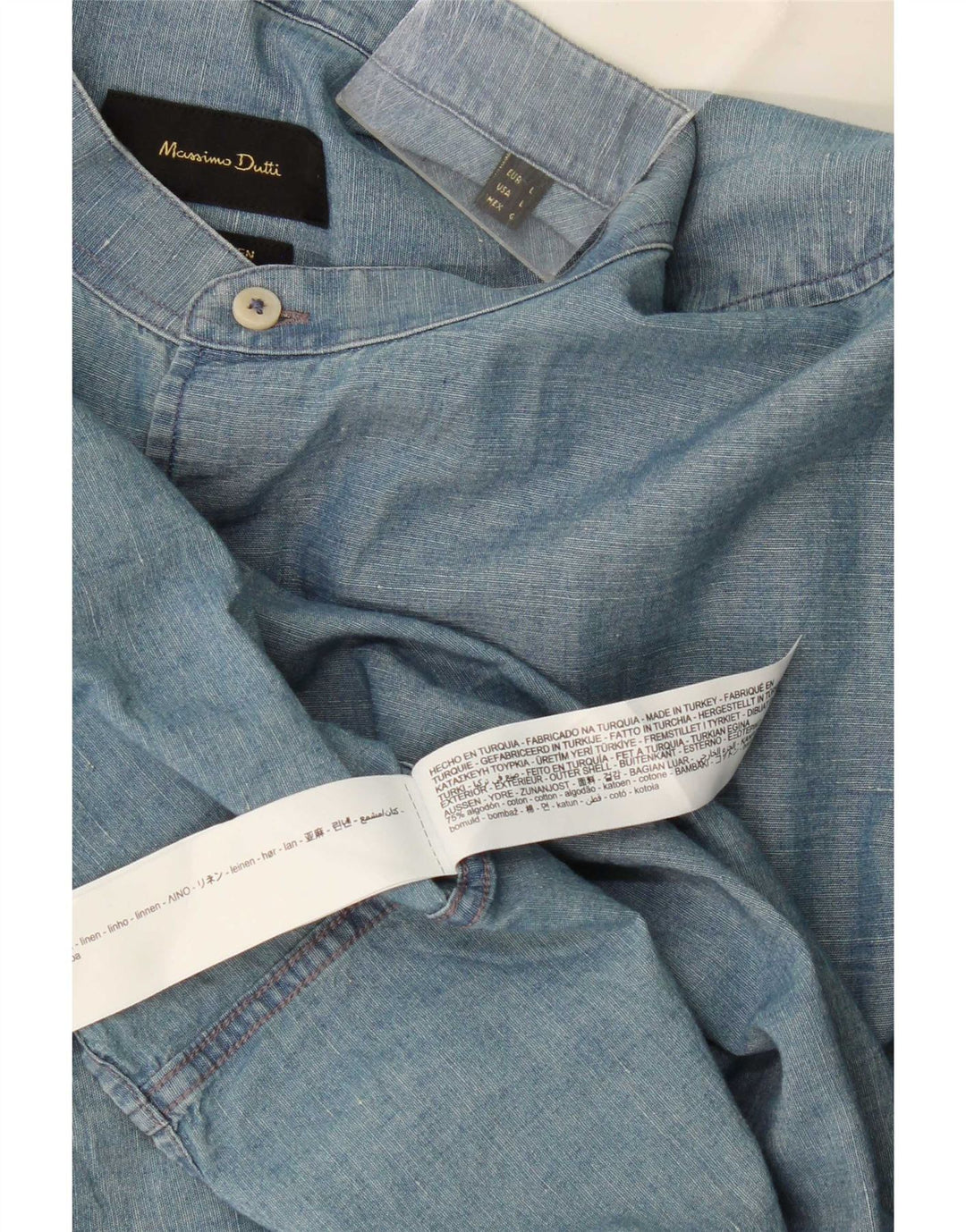 Massimo Dutti Herrenhemd, große blaue Baumwolle