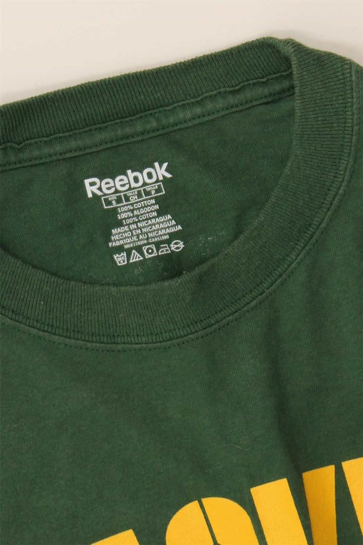REEBOK Mens Packers Graphic T-Shirt Top Small Green Cotton