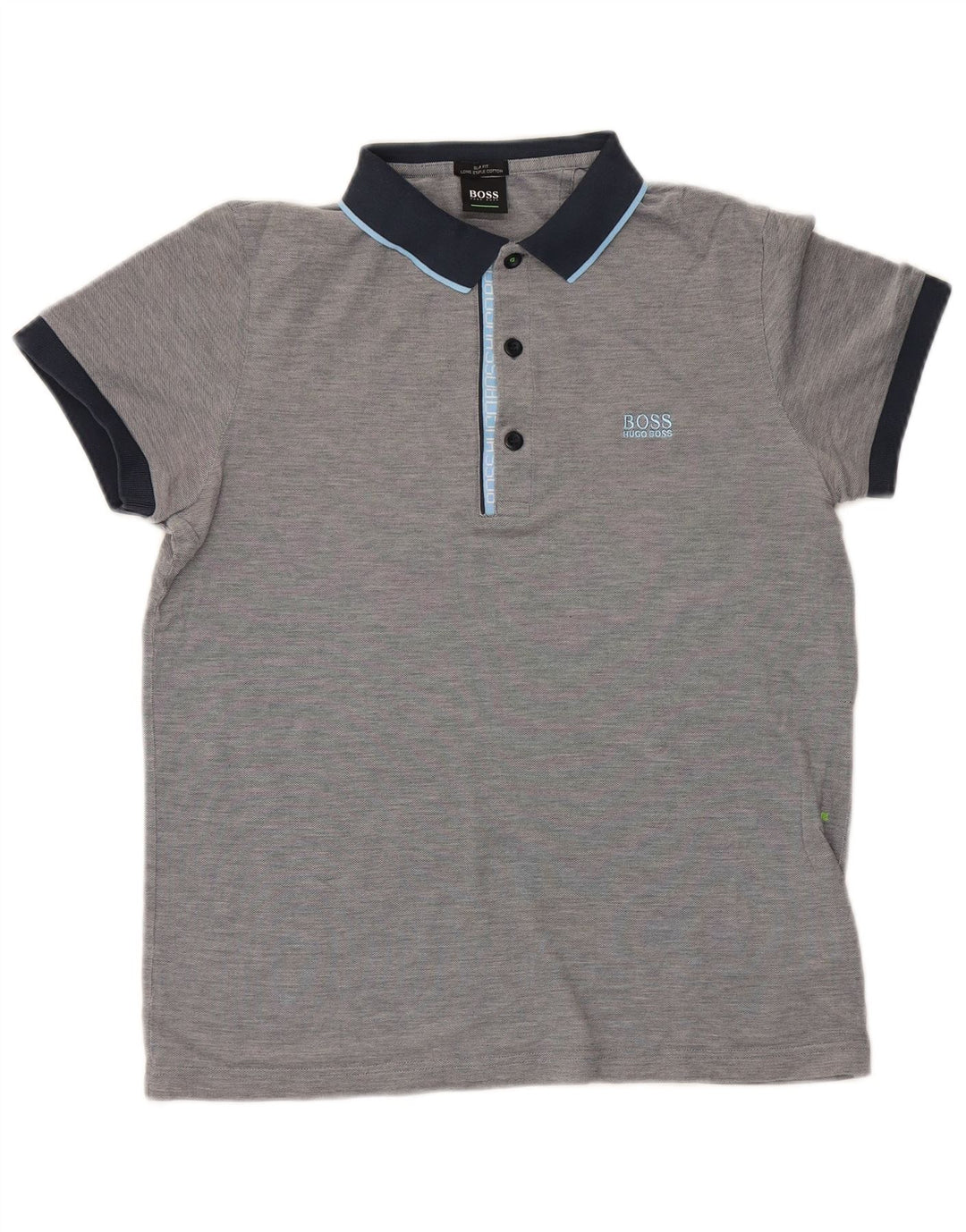 Hugo Boss Herren-Poloshirt aus mittelgrauer Colourblock-Baumwolle