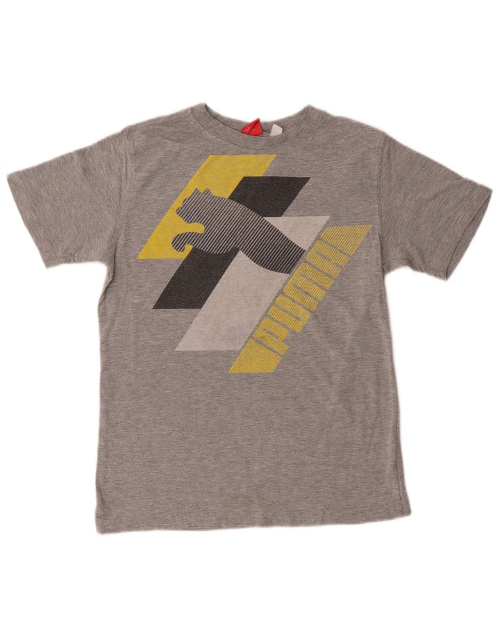 Puma Grafik-T-Shirt für Jungen, 9–10 Jahre, mittelgraue Baumwolle