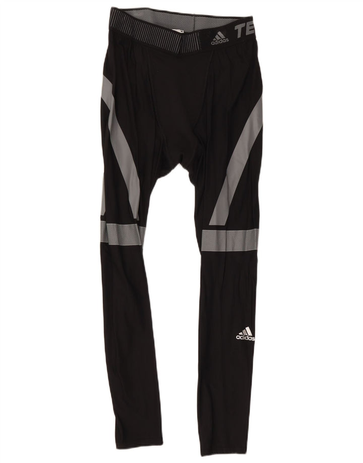 Adidas Herren Tech Fit Crop Leggings, groß, schwarzes Colourblock-Polyamid