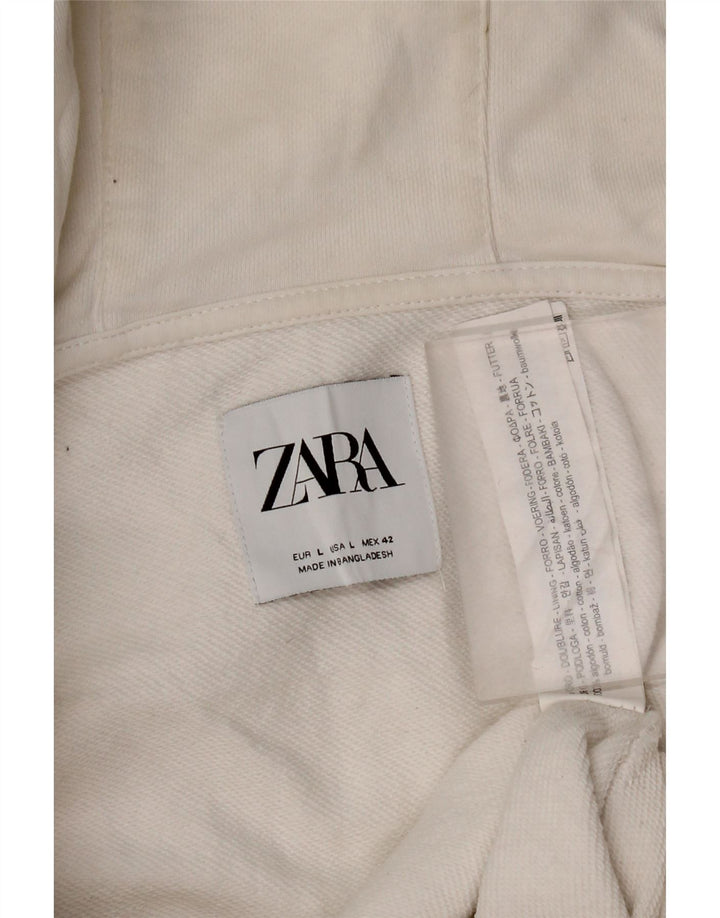 Zara Herren-Kapuzenpullover mit Reißverschluss, groß, aus weißer Baumwolle