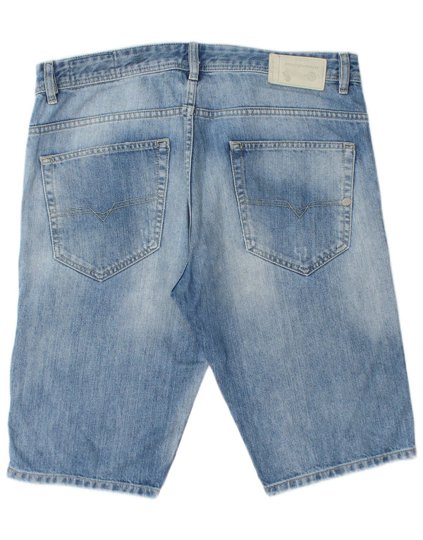 DIESEL Herren Distressed Denim Shorts W34 Große blaue Baumwolle