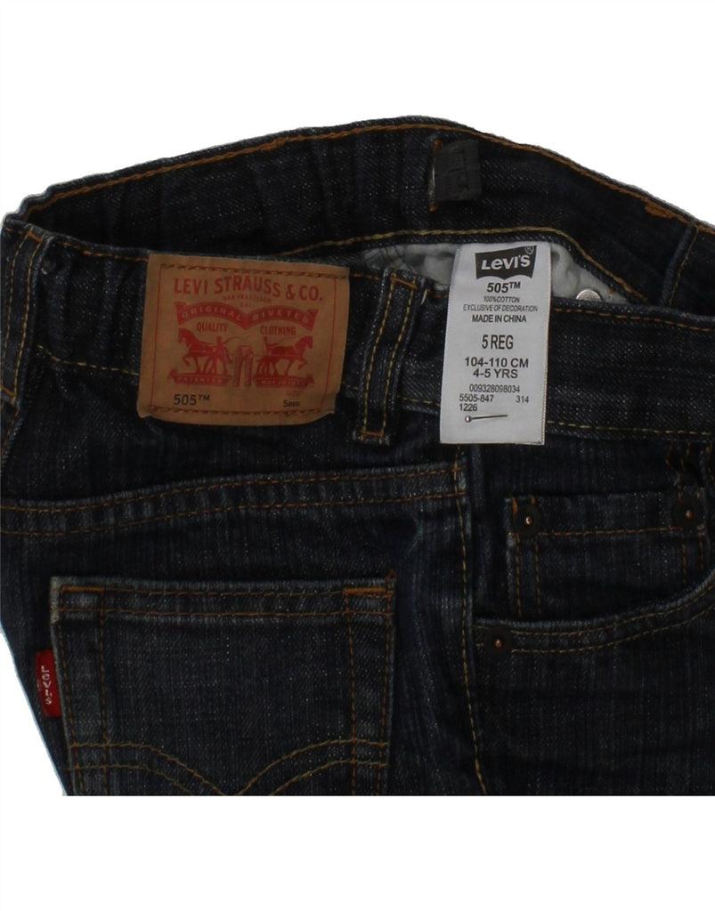 LEVI'S Boys 505 Straight Jeans 4-5 Years W22 L17 Navy Blue Cotton Vintage Levi's and Second-Hand Levi's from Messina Hembry 
