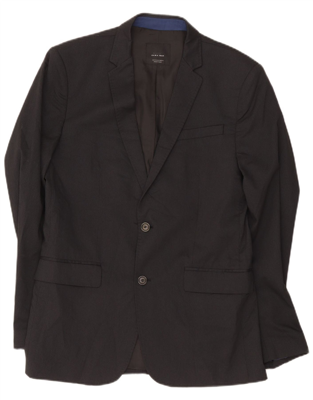 Zara Herren-Blazer mit 2 Knöpfen, EU 50, mittelschwarz, Nadelstreifen-Viskose