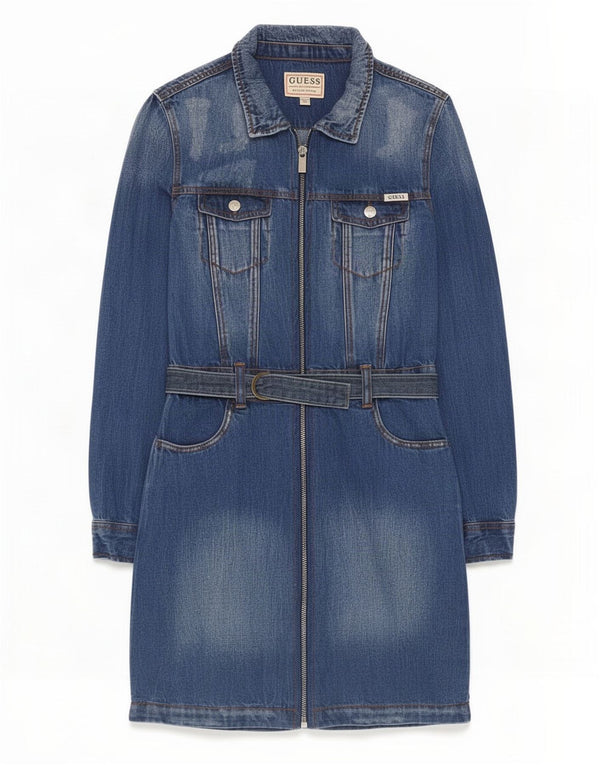 Guess Langarm-Jeanskleid für Mädchen, 11–12 Jahre, blaue Baumwolle