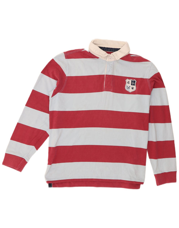 Crew Clothing Herren Langarm-Rugby-Poloshirt XL, rosa gestreift, Baumwolle