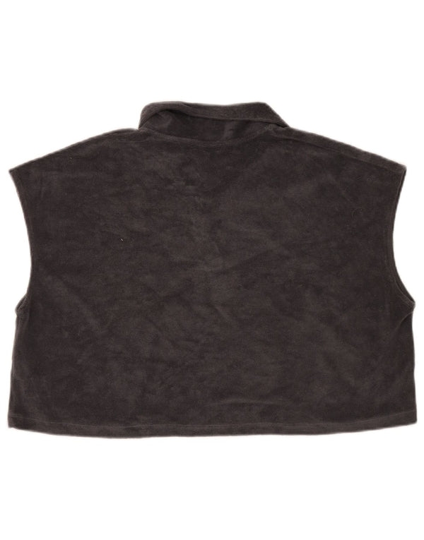 Zara Damen Oversize Crop Short Sleeve Fleece Pullover UK 14 Mittelgrau