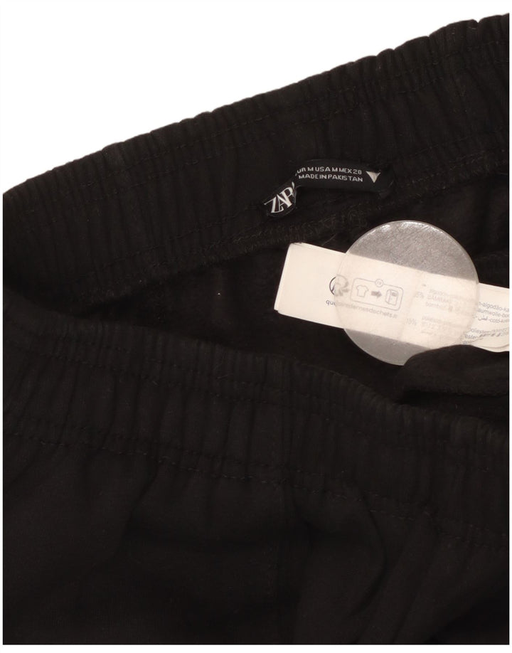 Zara Damen Trainingshose UK 12 Mittelschwarze Baumwolle