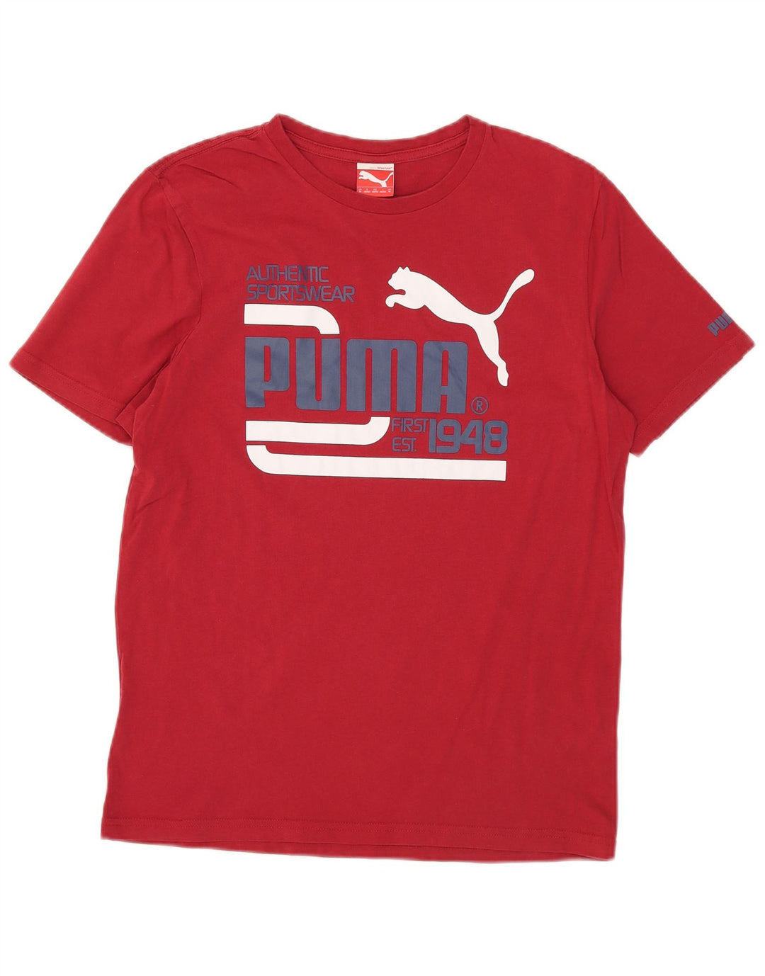 Puma Herren Grafik-T-Shirt-Oberteil aus mittelroter Baumwolle