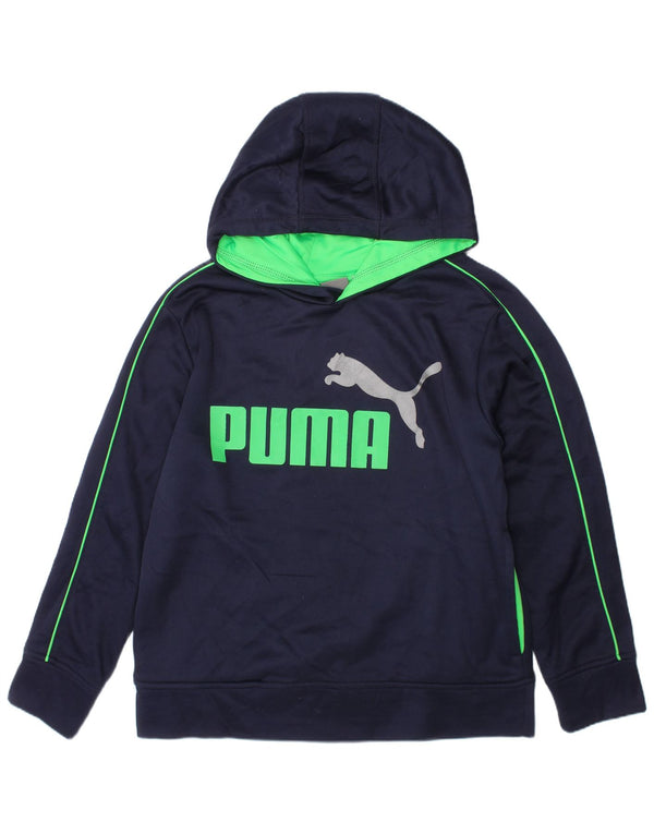 PUMA Jungen-Kapuzenpullover mit Grafik, 7–8 Jahre, Größe S, Marineblau, Polyester