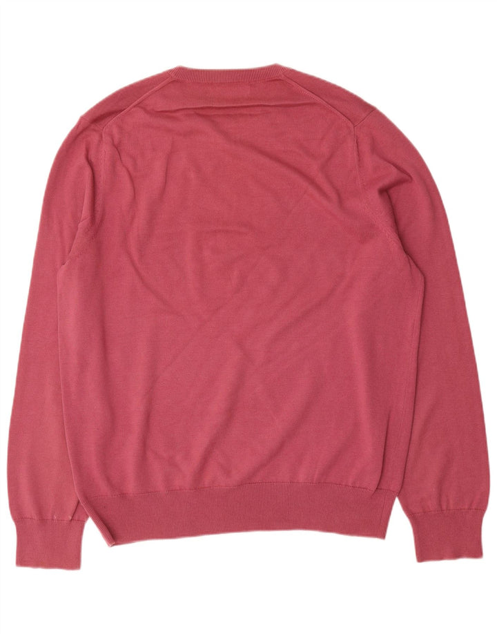 Marks & Spencer Herren-Pullover mit Rundhalsausschnitt, Größe L, aus roter Baumwolle