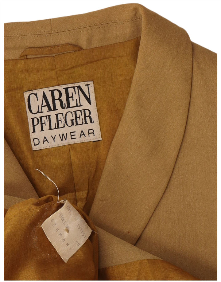 Damen-Blazerjacke mit 3 Knöpfen, EU 40, mittelbeige Wolle