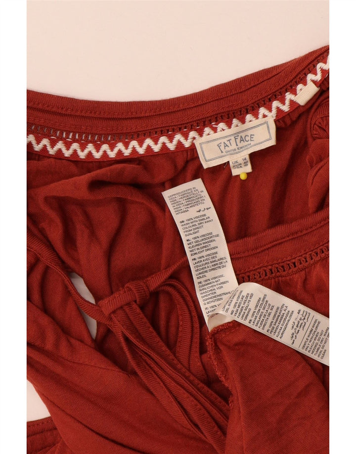 Fat Face Rüschen-Maxikleid für Damen, Größe 44, Orange, Viskose