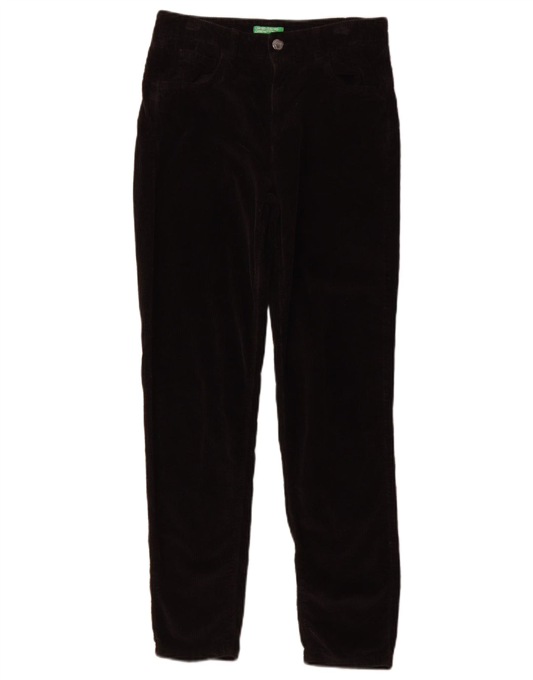 BENETTON Damen Slim Cordhose UK 8 Small W26 L27 Schwarze Baumwolle