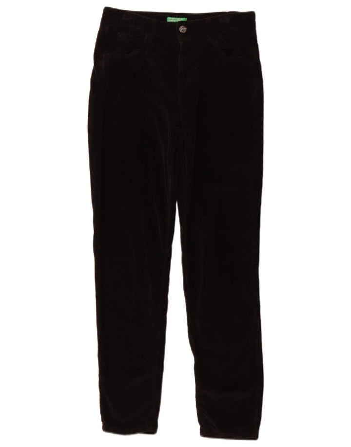BENETTON Damen Slim Cordhose UK 8 Small W26 L27 Schwarze Baumwolle