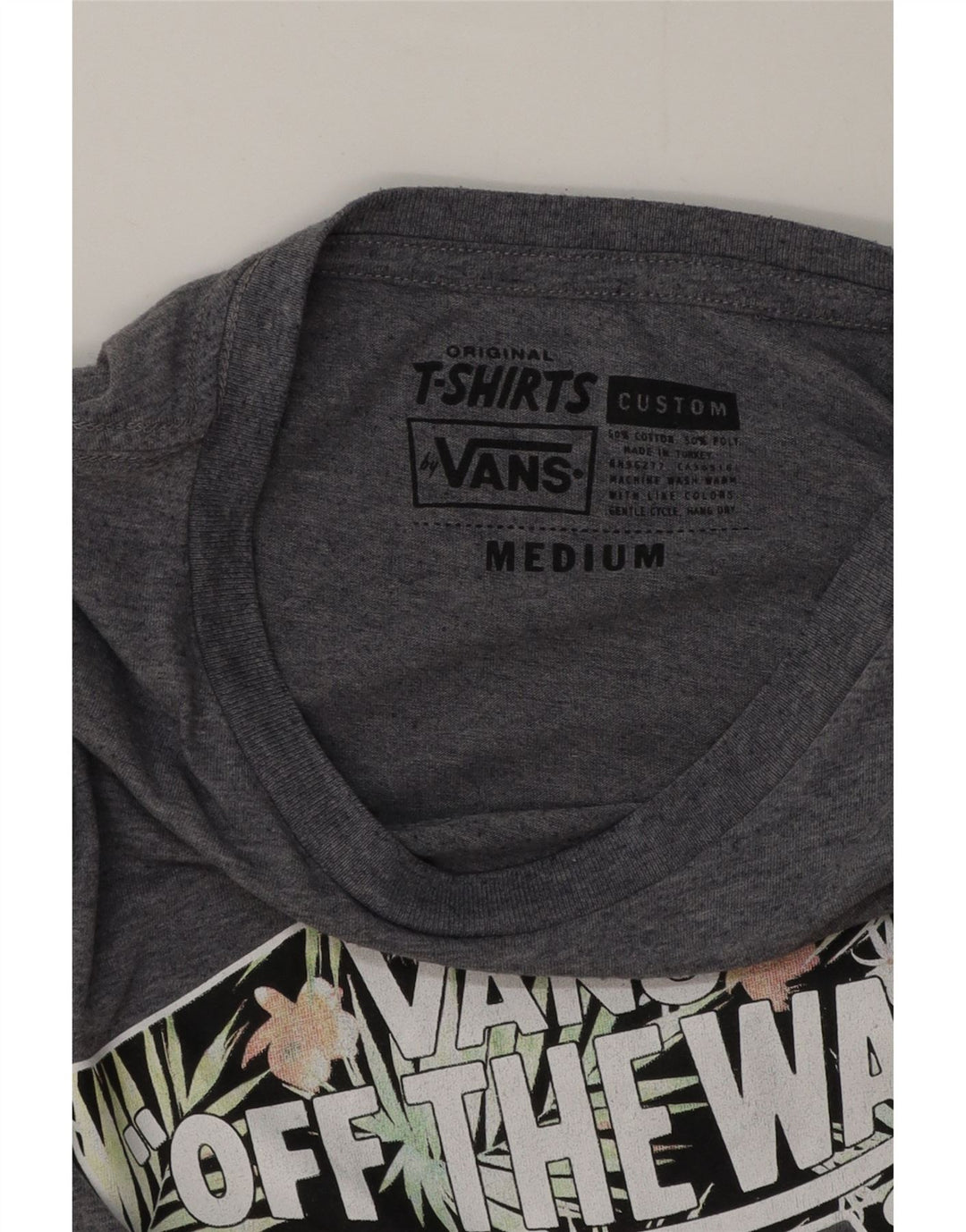 Vans Herren Grafik-T-Shirt-Oberteil aus mittelgrau gesprenkelter Baumwolle