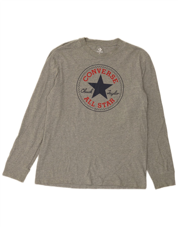 CONVERSE Herren Chuck Taylor Graphic Top Langarm Große graue Baumwolle