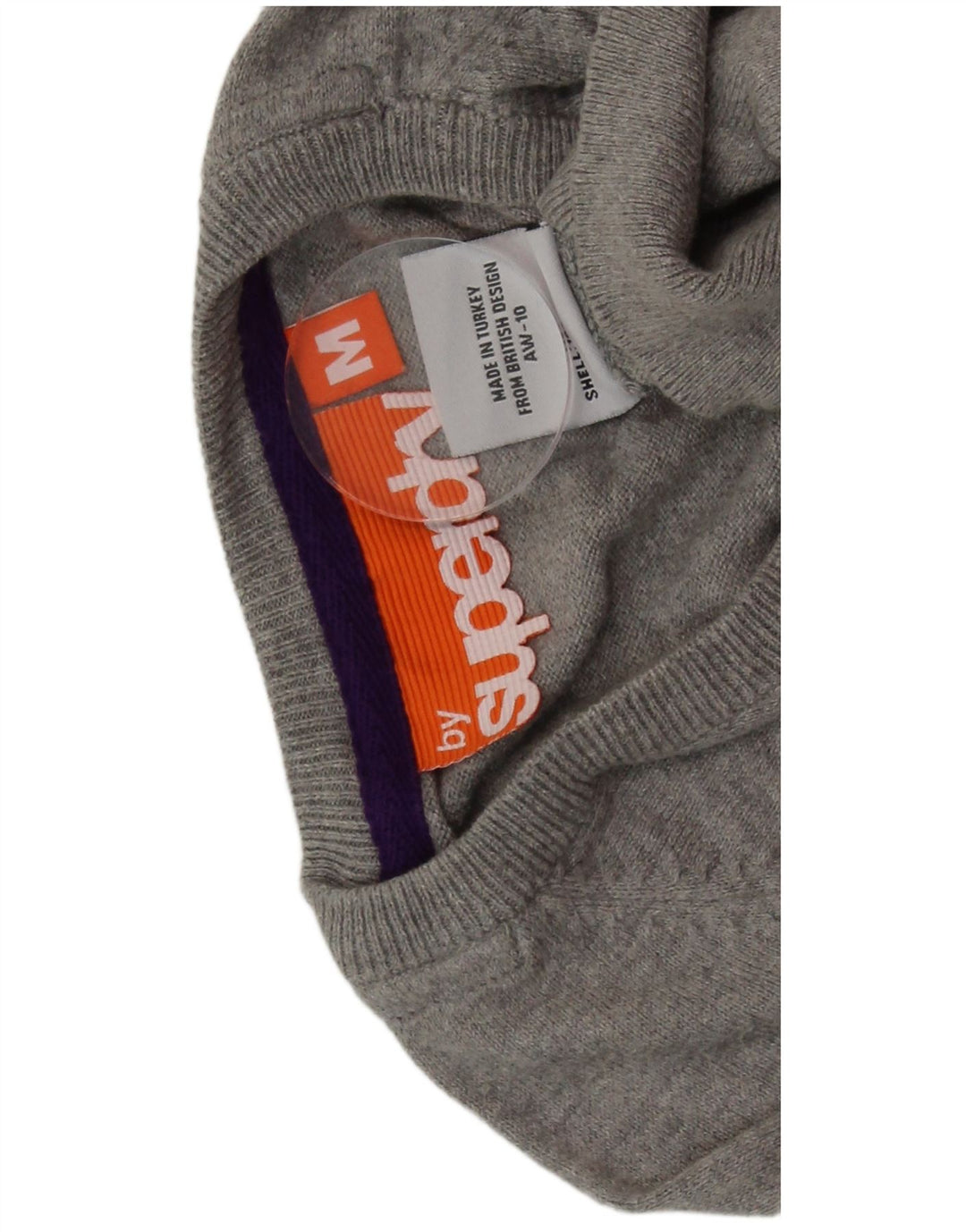 SUPERDRY Herren-Pullover mit V-Ausschnitt aus mittelgrauer Baumwolle