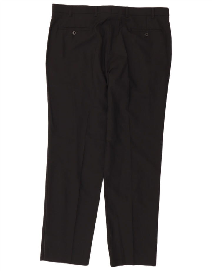 Gerade Herren-Anzughose von Marks & Spencer, W40, L33, schwarze Wolle
