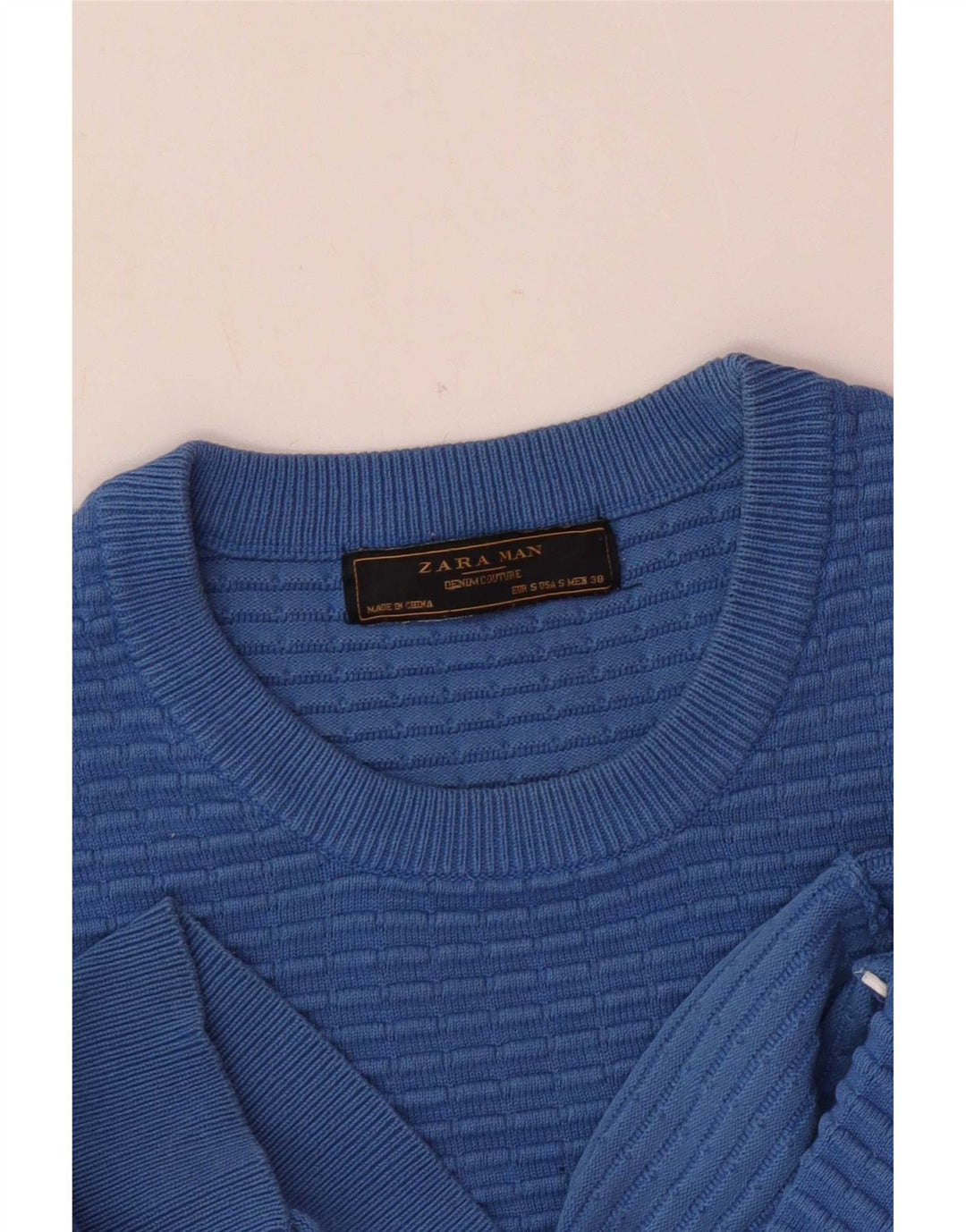 Zara Herren-Pullover mit Rundhalsausschnitt, Größe S, Blau