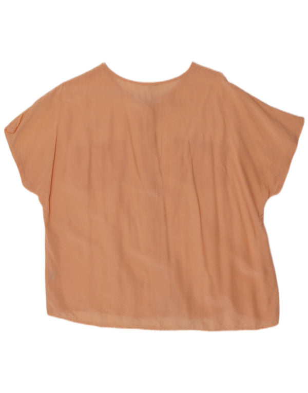 Vintage Damen Kurzarm-Hemdbluse UK 18 XL Rosa Seide