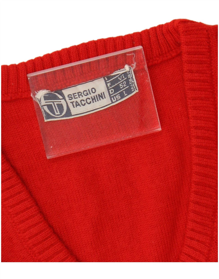 SERGIO TACCHINI Damen Pullover mit V-Ausschnitt, UK 14, Größe L, Rot