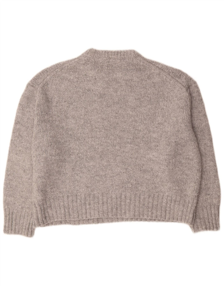 Zara Damen-Pullover, übergroß, Rundhalsausschnitt, Gr. 14, Mittelgrau, Acryl