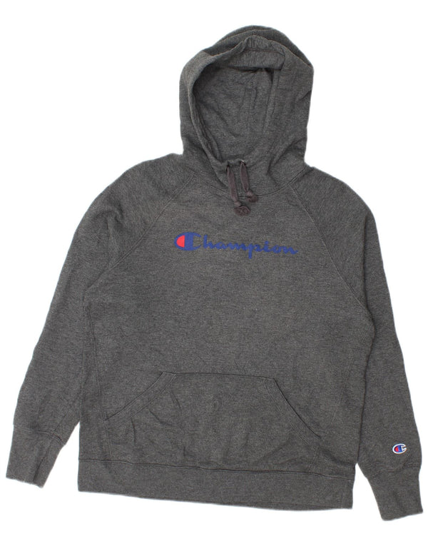 Champion Womens Graphic Hoodie Pullover UK 14 Mittelgrau meliert