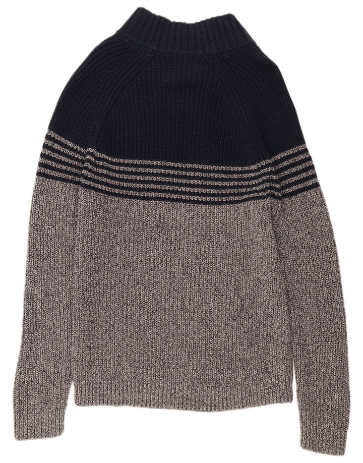 WHITE STUFF Damen-Pullover mit Knopfkragen, UK 16, Größe L, Grau, Farbblock