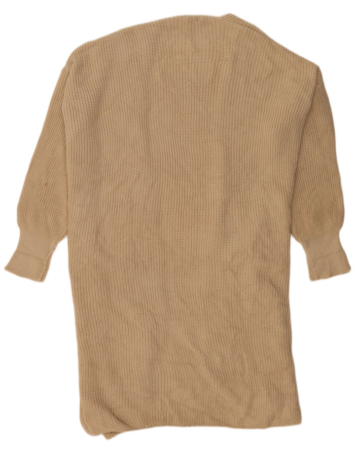 Topshop Damen-Strickjacke, übergroß, lang geschnitten, offen, Gr. 14, Mittelbeige